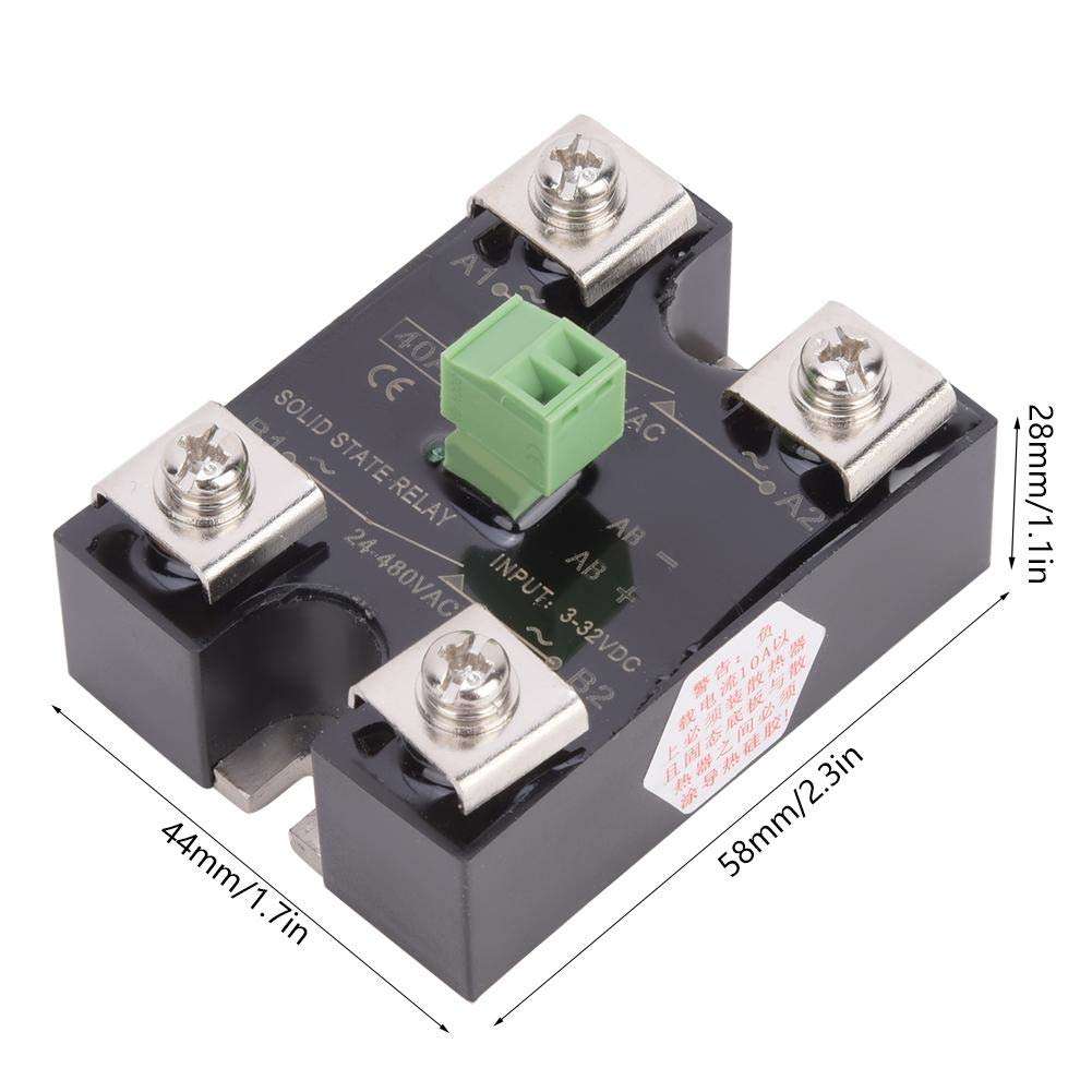 Relay Module DC Control AC Relay 3-32VDC DC Control Dual AC 24-480VAC Thermostat Temperature Controller(40A(BERM-DK40DA)) 5