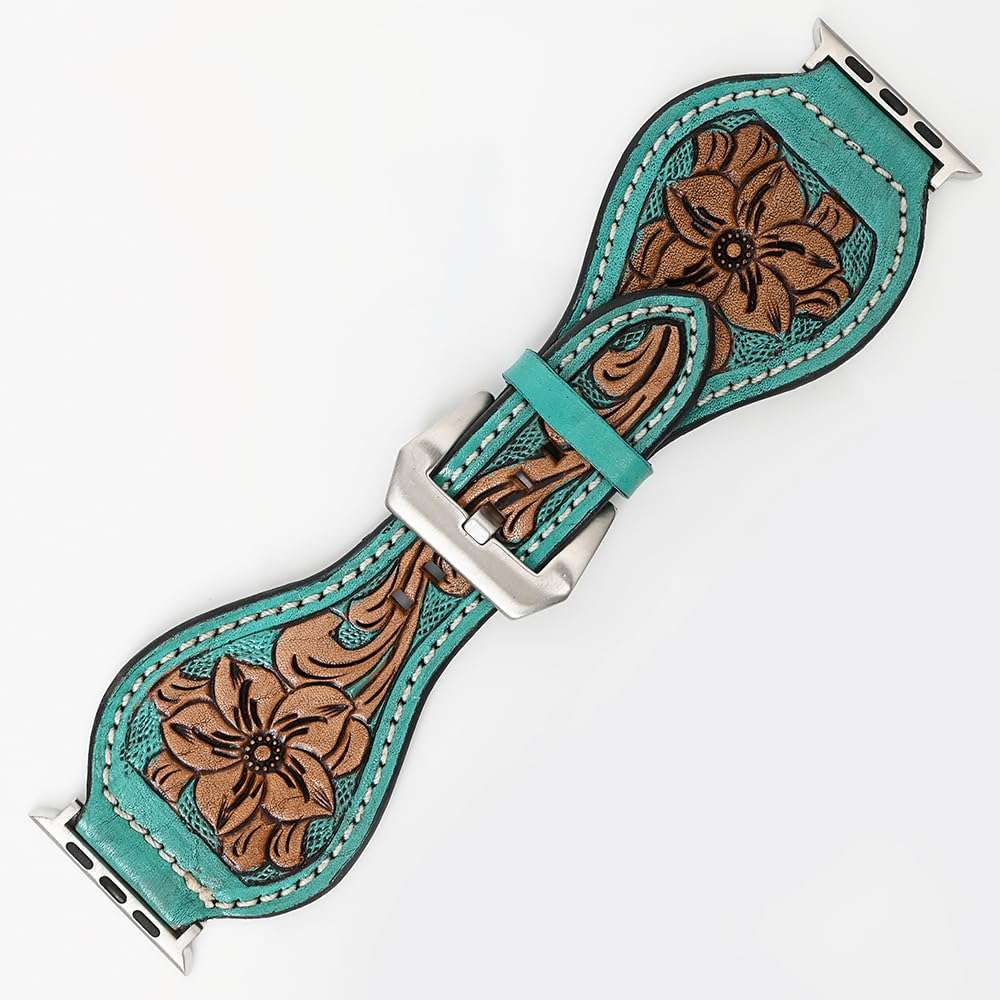 American Darling Floral Hand Tooled I watch Men Women Genuine Leather Strap 3
