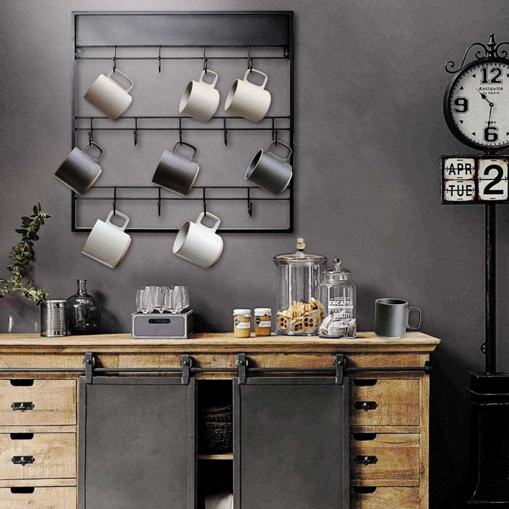 Qiang Ni Coffee Mug Holder: Easy to Install Wall Mounted Cup Hooks - 17" Coffee Rack for Home Kitchen Apartment Office Dining Room Cafe Bar 5