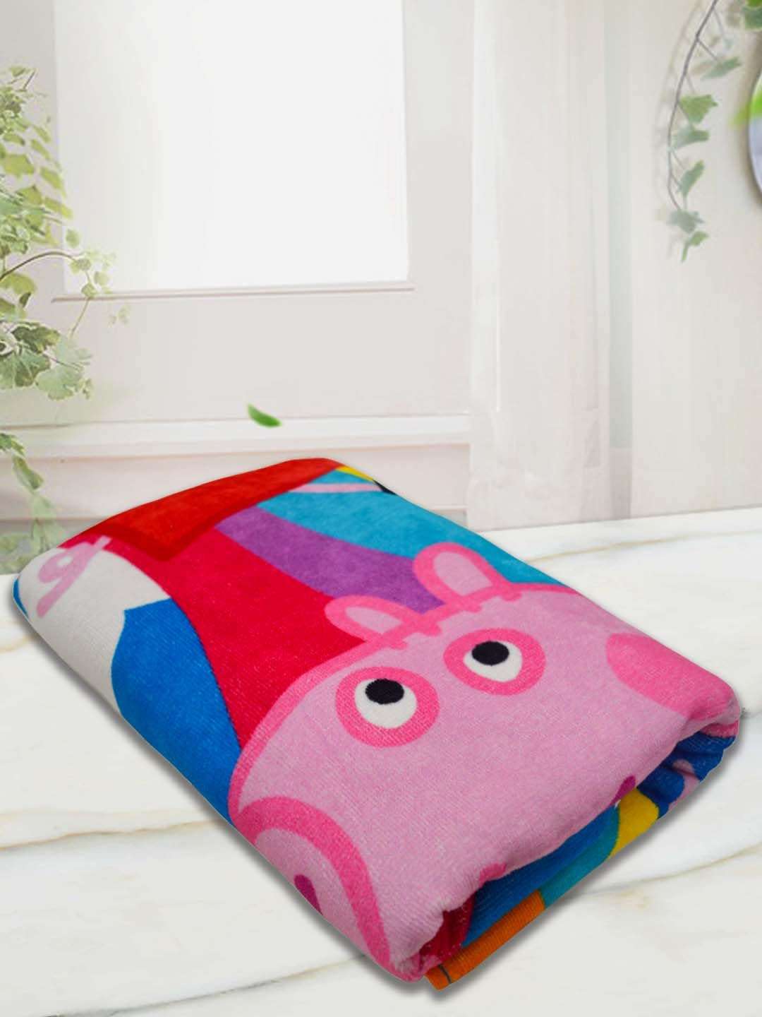 Athom Living Kids Soft Cotton Kids Favourite Character Printed Bath Towel (Peppa Pig) 4