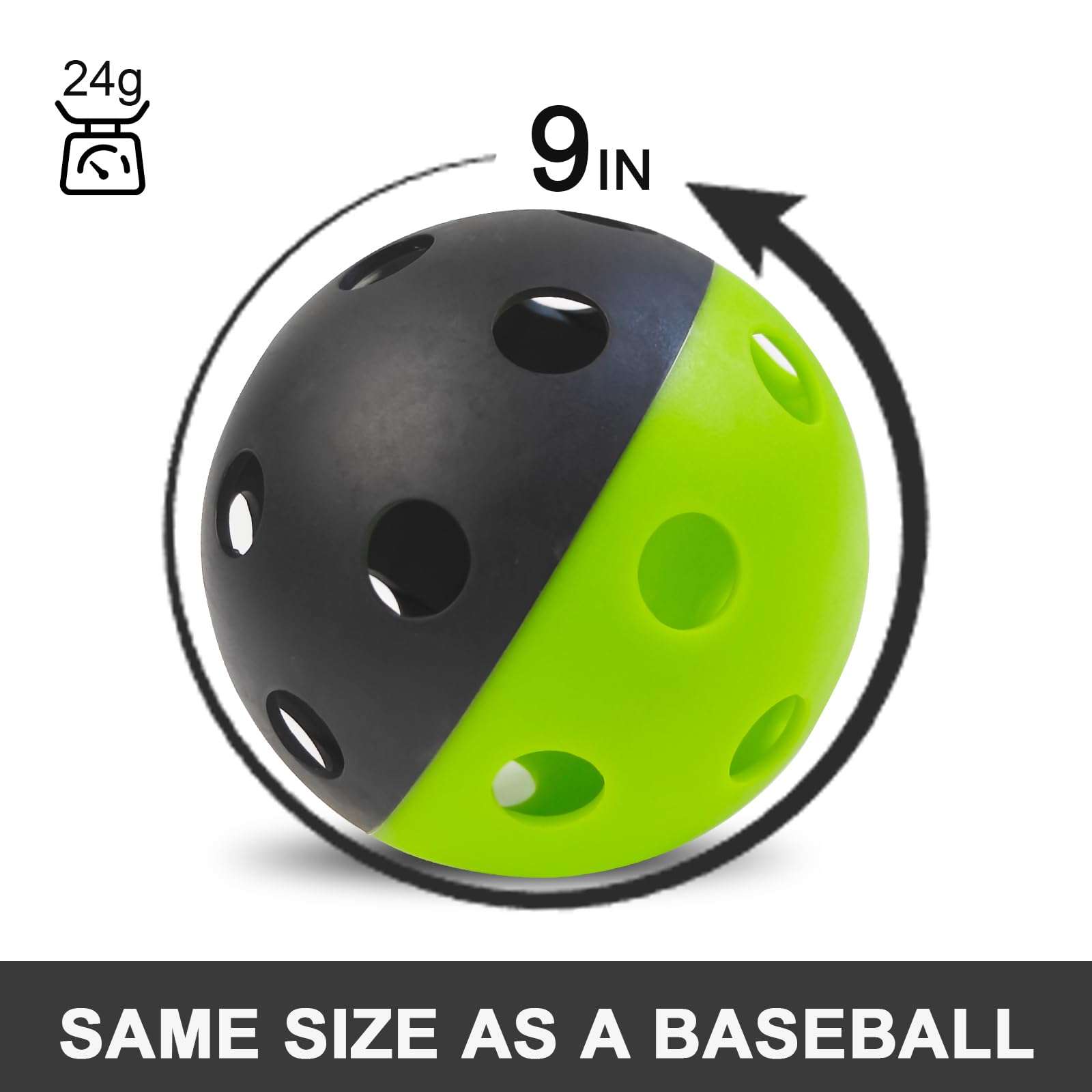 MYKUJA 12 Pack Baseball & Softball Indestructiballs | Plastic Baseballs 9 inch| Practice Baseballs for Hitting | Softballs & Baseball Training Equipment 3