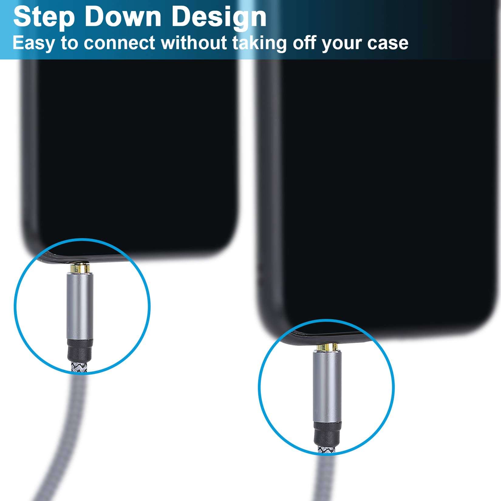 1ft Short 3.5mm Aux Audio Cable,Faodzc 3.5 Aux Cord Male to Male Stereo Nylon Audio Cable Braided Auxiliary Headphones Cable Compatible Headphones,Home Stereos,Speaker,iPhone,Echo Dot 5