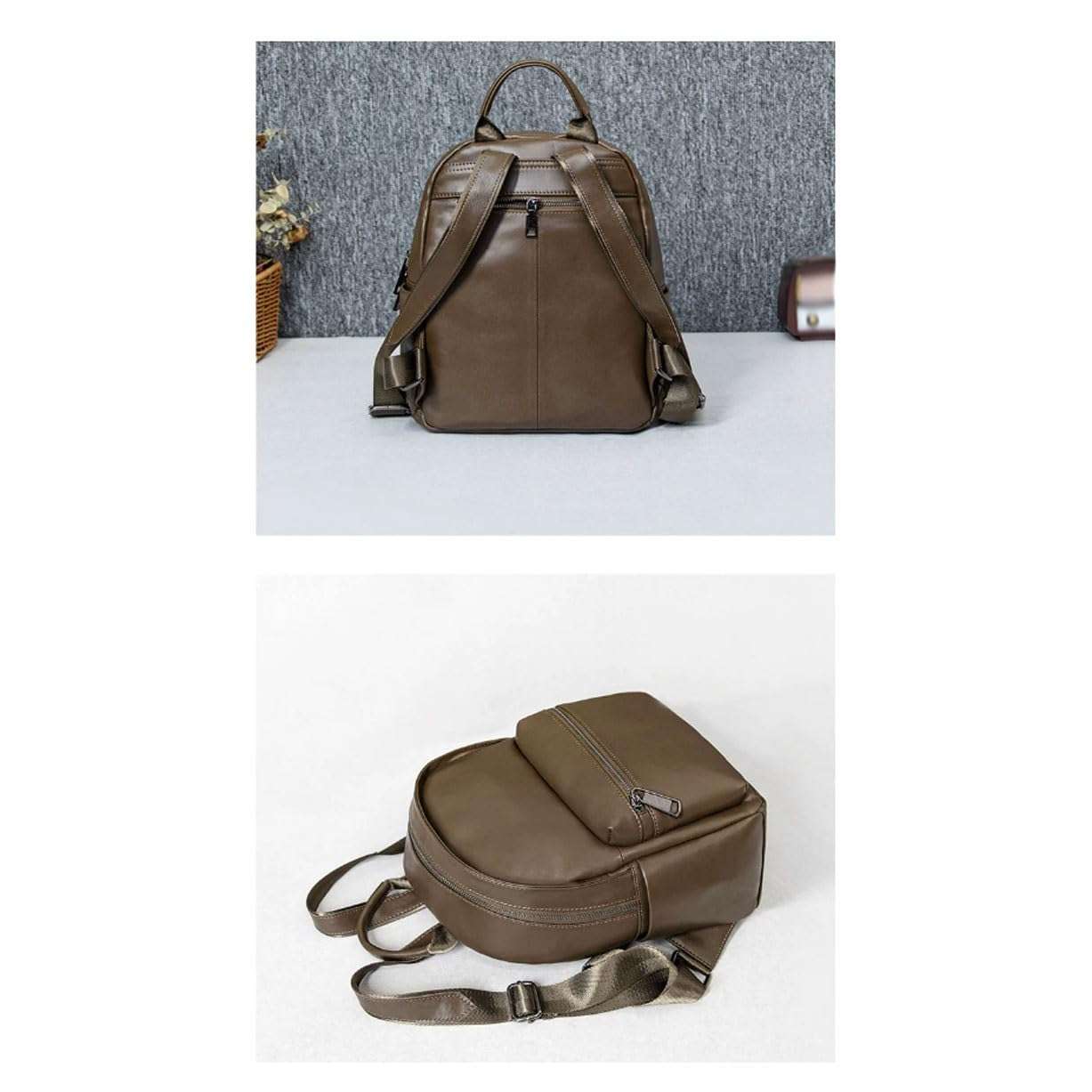 CambOs Business Laptop Bags Women's Fashion Backpacks Genuine Leather Casual Daypack Handbags Travel Bags (Color : Brown, Size : Medium) 3