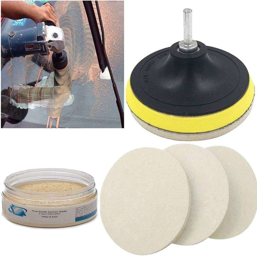 Diy Crafts 12516 India 152 100 Grm Cerium Oxide, Backing Pad, Universal Nut & Wool Polishing/ Buffing Pad, Multicolor, 100 Piece
