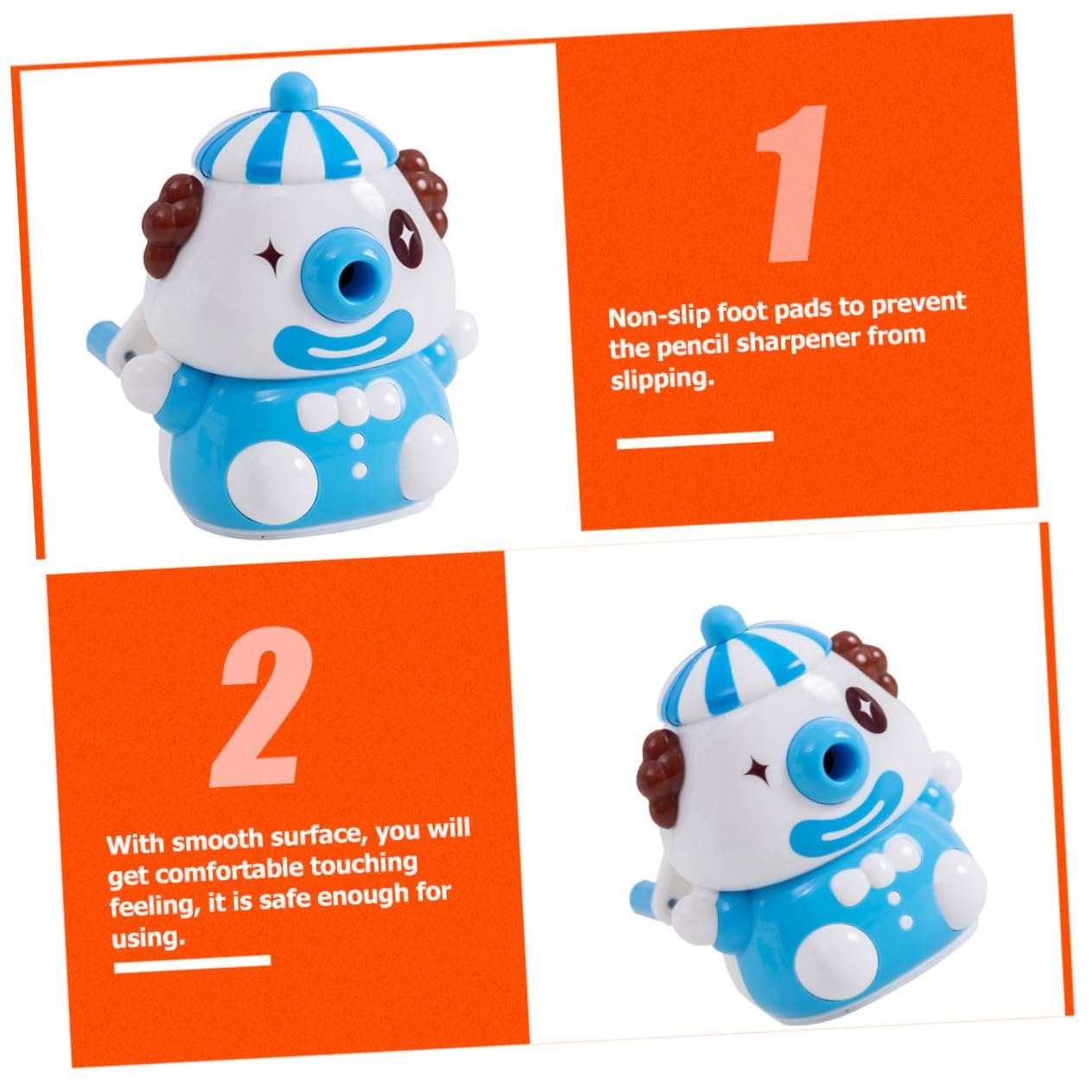 Uonlytech Abs Plastic Pencil Sharpener Handheld for Students Cartoon Design Smooth Surface Classroom Home Office Random Color 5