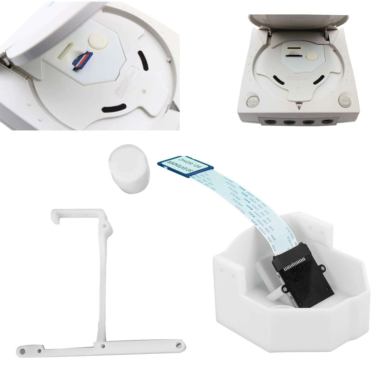 Weojeviy Memory Card Install Three Dimensional Print Extender Adapter, Replacement Optical Drive Case Quick Switch Game Button Install 5