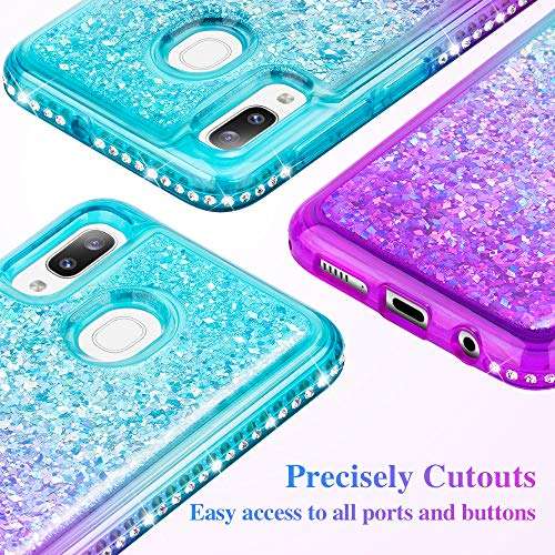 Ruky for Samsung Galaxy A20 Case, Glitter Liquid Bling Flowing Quicksand Diamond Series Soft TPU Protective Girls Women Cover Phone Case for Samsung Galaxy A20 / A30 Case (2019) - Aqua 5