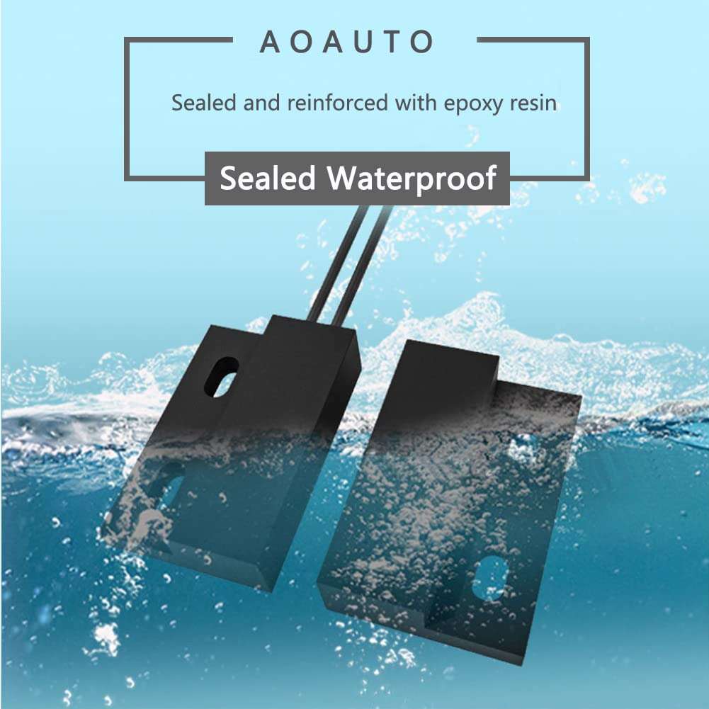Magnetic Reed Switch,Normally Closed NC Waterproof Magnetic Switch,Micro Alarm Reed Switch 10W 100v 0.5A Magnetic Door Sensor Switch to DC 5V 12V 24V Lights（2 Pack） 5