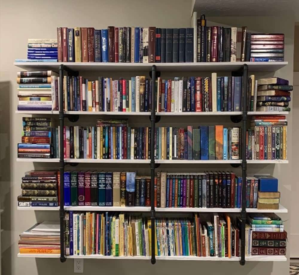 14Deep,3Pcs,Industrial Wall Mount Iron Pipe Shelf Shelves Shelving Bracket Vintage Retro Black DIY Open Bookshelf DIY Storage offcie Room Kitchen Shelves 6