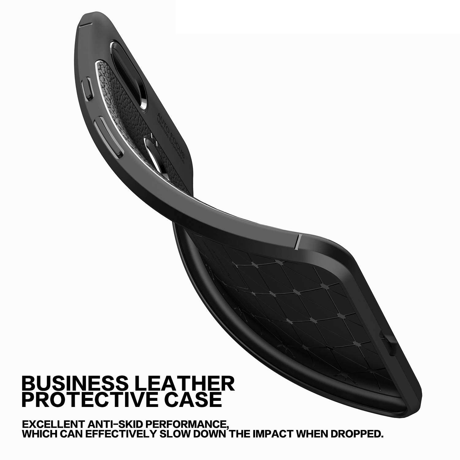 DEVMO Phone Case Compatible with Google Pixel 3 XL TPU Bionic Leather Gel Rubber Full Body Protection Shockproof Cover Case Drop Protection Black 3