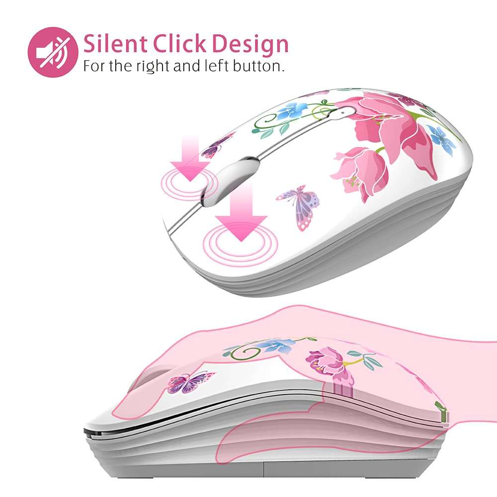 TENMOS M101 Wireless Mouse Cute Silent Computer Mice with USB Receiver, 2.4G Optical Wireless Travel Mouse 1600 DPI for Laptop, Notebook, PC, Computer (Bear) 2