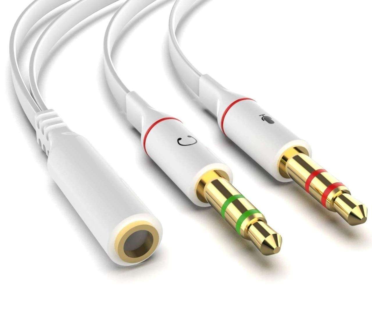 A3sprime 3.5mm Mic and Audio Headphone Splitter Cable with Separate Microphone and Headphone Connector for Gaming Headset to PC 1
