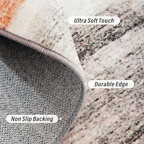 Carvapet Rugs for Hallway, Modern Abstract Low Pile Large Carpet with Rubber Backing, Foldable, Non Slip Machine Washable Runner Rug (8 x 2 Feet Rectangular, Blue Rug) 3