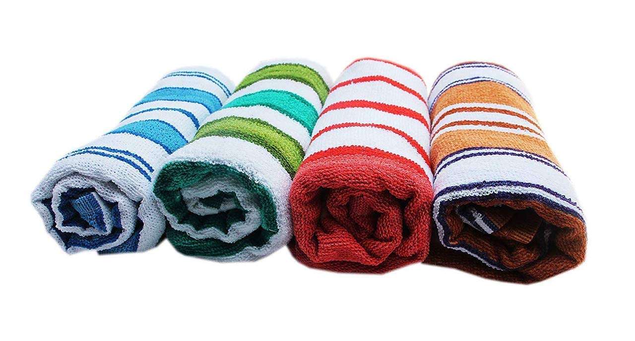 JNT Enterprises Striped Hand Towels High Absorbent for Kitchen Men and Gym (Set of 6)-, 12 inch X 18 inch (Multi Color) 2