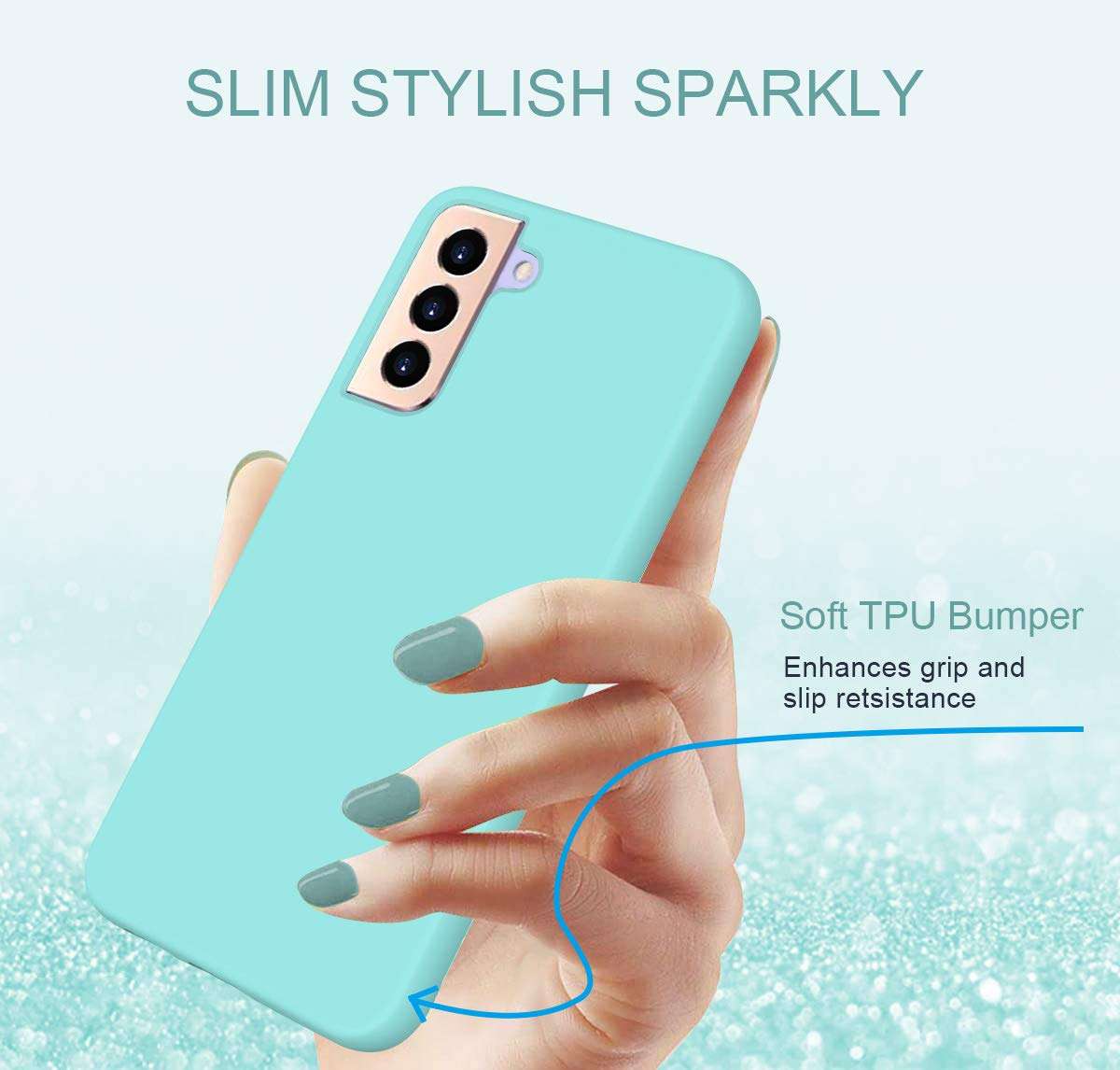 PULEN Samsung Galaxy S30 Plus Case with Screen Protector [1 Pack],Rugged PC Front Cover + Soft Liquid Silicone Non-Slip Back Cover Shockproof Full-Body Protective Case (Green) 5