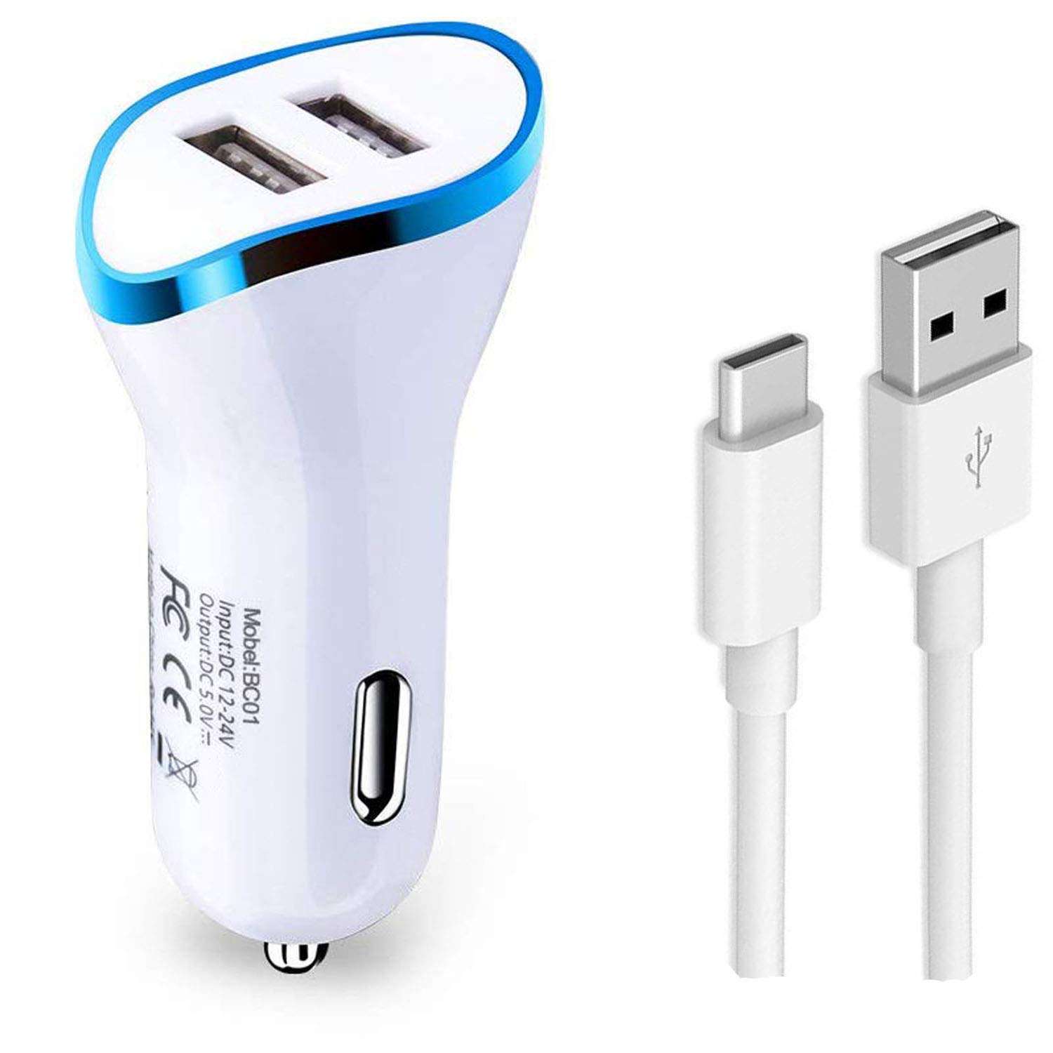 Siwi Car Charger for Realme X50 / X 50, Realme X50 Lite / X 50 Lite, Realme X50 Pro / X 50 Pro, Realme XT 730G / 730 G, Samsung Galaxy A11 / A 11 Car Charger Adapter | High Speed Rapid Fast Dual USB Port Car Mobile Charger With 1 Meter Type-C USB Fast Charging Cable (3.1 Amp, TN5-4, Multi)