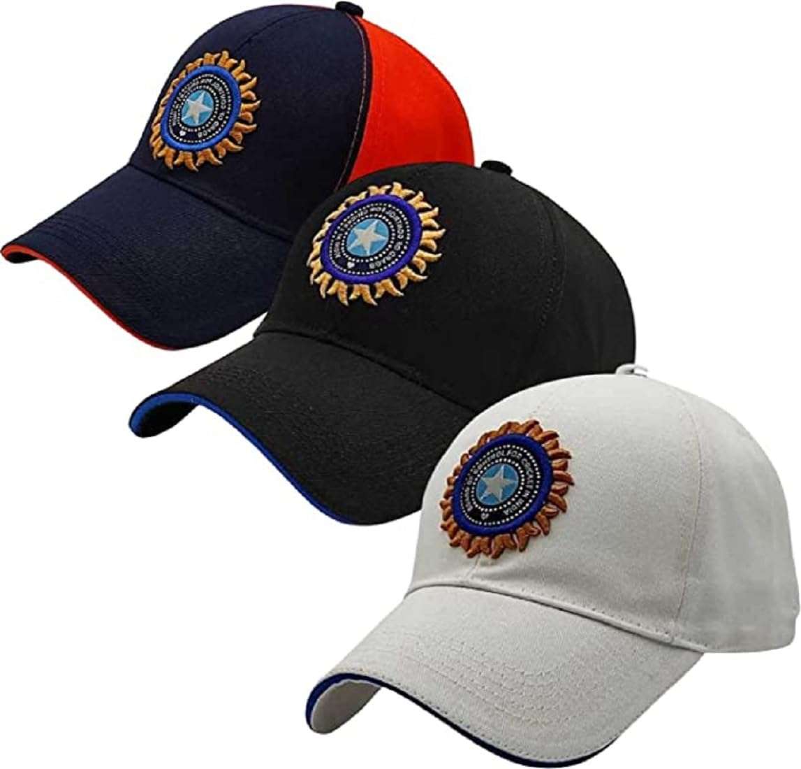 India Cricket Cap Original Quality Head Caps for Men Unisex Mens Cap Adjustable Buckle Caps Men women for All Sports Cricket Cap (black+white+mix color) 1