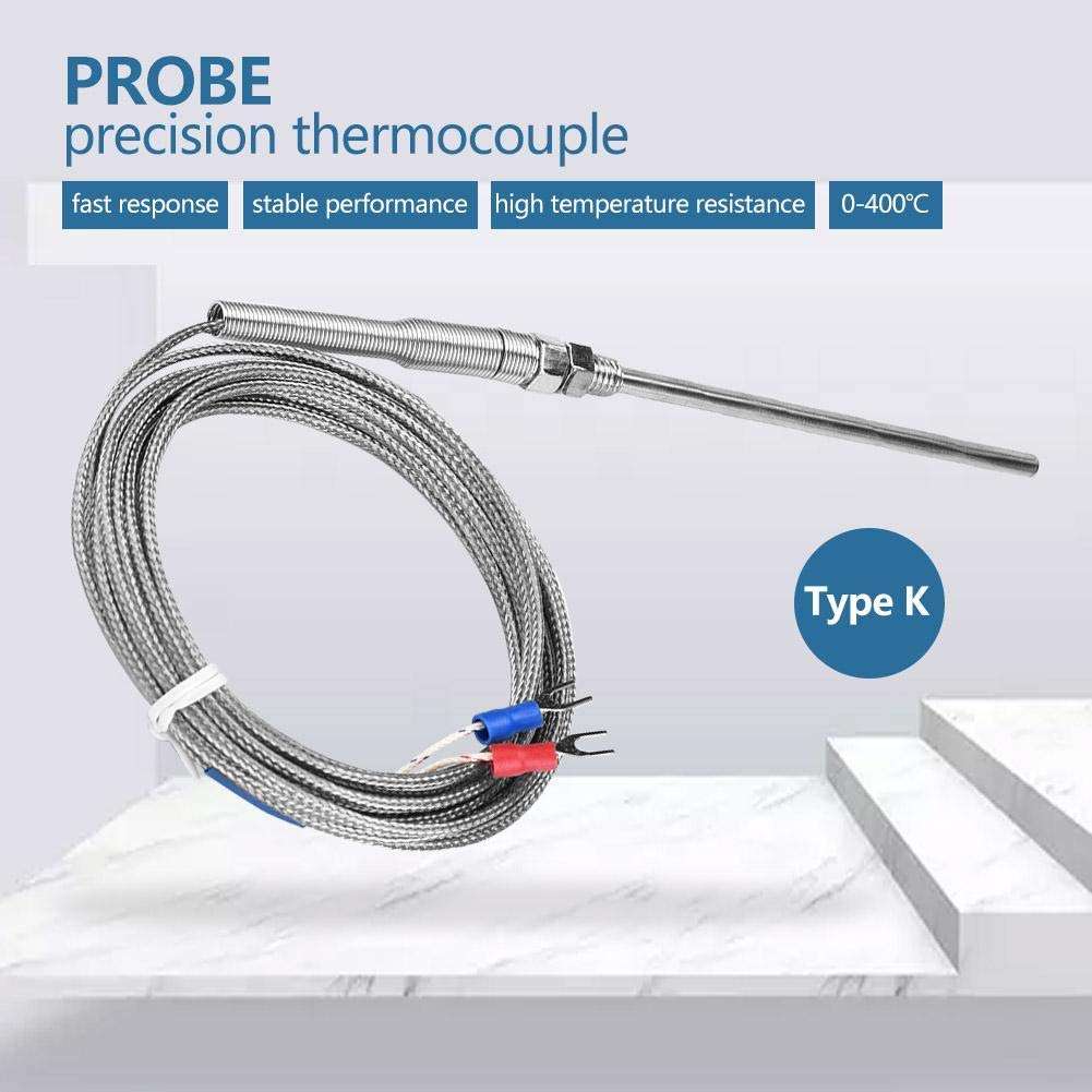 Thermocouple Temperature Sensors Wire K-Type M8 Thread 100mm / 3.9in Probe Length Temperature Range 0~400(4M),Thermocouple Thermometers and Probes 3