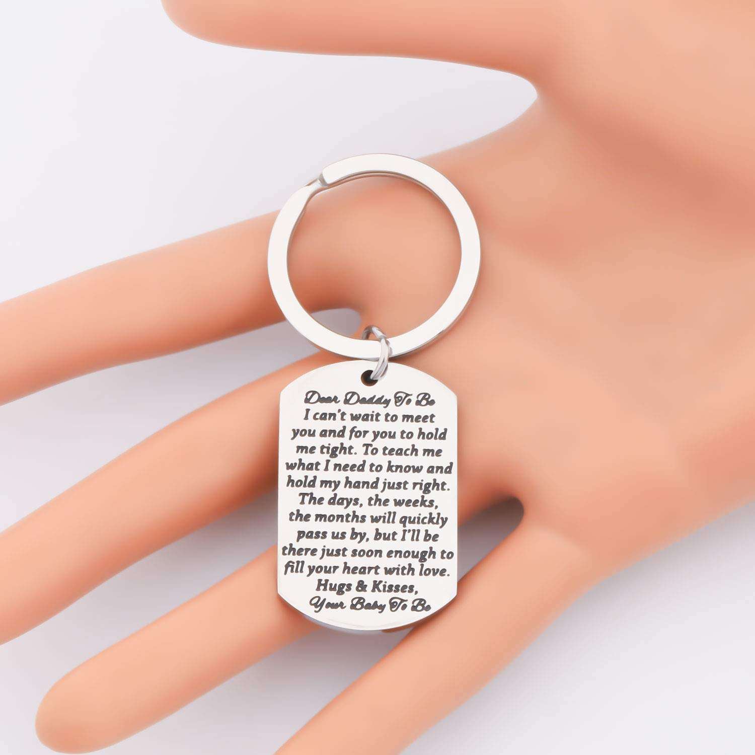 BAUNA Daddy to Be Keychain New Dad Gift Baby Birth Pregnancy Announcement Gift for New Dad Father to Be Jewelry (Daddy to Be Keychain) 5