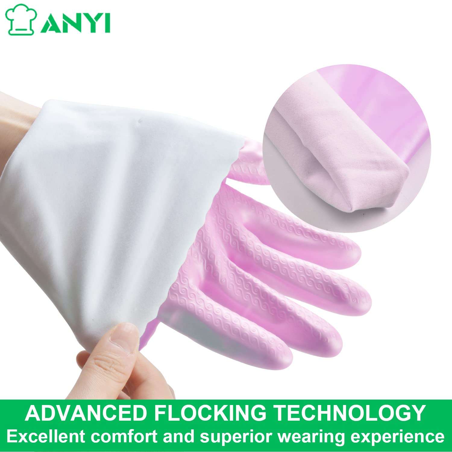 Dishwashing Gloves Latex Free Reusable Rubber Gloves for Kitchen Washing Dishes Household Cleaning with Cotton Flock Liner and Non Slip Texture Waterproof (Ex-Large, Pink) 4