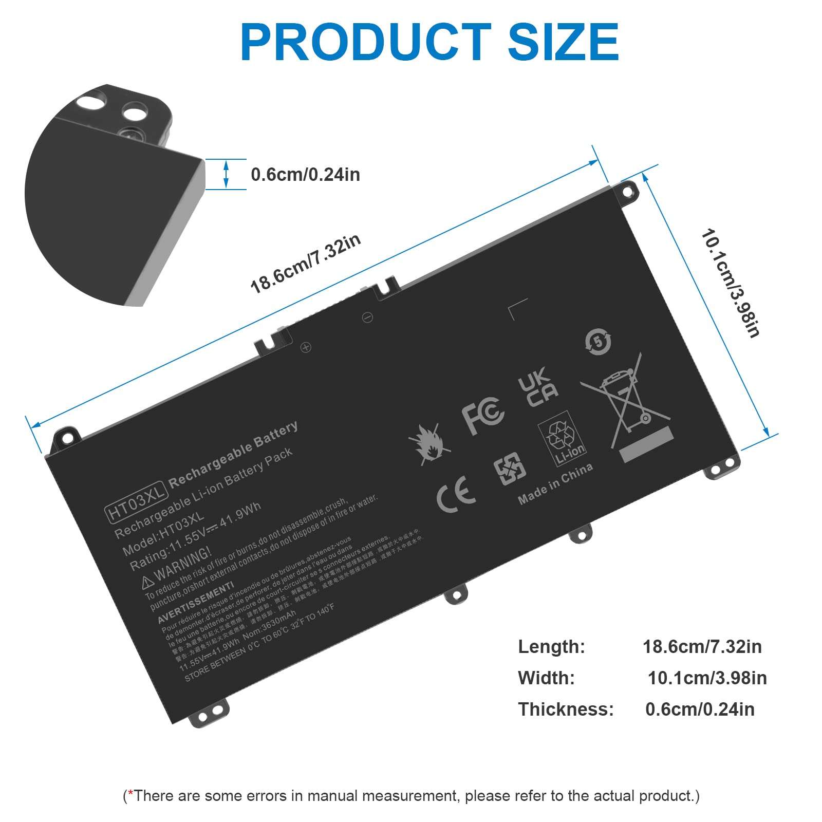 HT03XL L11119-855 Laptop Battery for HP Pavilion 14-CE 14-CF 14-DF 15-CS 15-DA 15-DB 15-DW 17-by 17-CA Series 15-CS0053CL 15-DW0033NR 15-DA0014DX L11421-542 L11421-2C2 HSTNN-UB7J HSTNN-DB8R HT03041XL 2