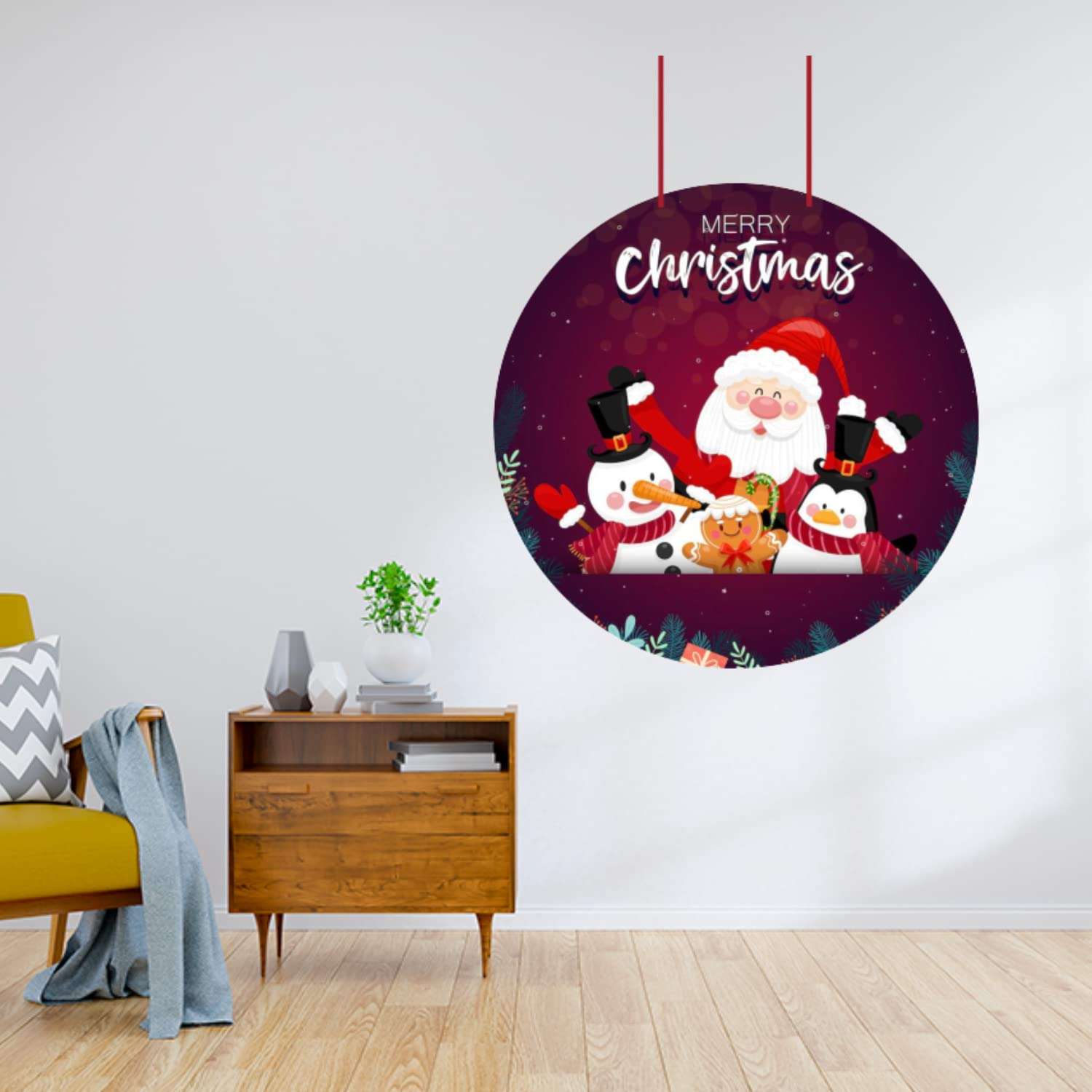 Webelkart® Premium Welcome Merry Christmas Santa Clues Family Printed Wall Hanging/Door Hanging for Home and Christmas Decorations Items| Welcome Wall Hanging (10 Inches) 5
