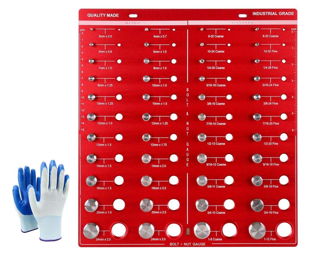 44 Nut and Bolt Thread Checker Standard and Metric, Bolt Size and Nut Identifier Gauge, for Organizing Nuts and Bolts of Different Sizes 1