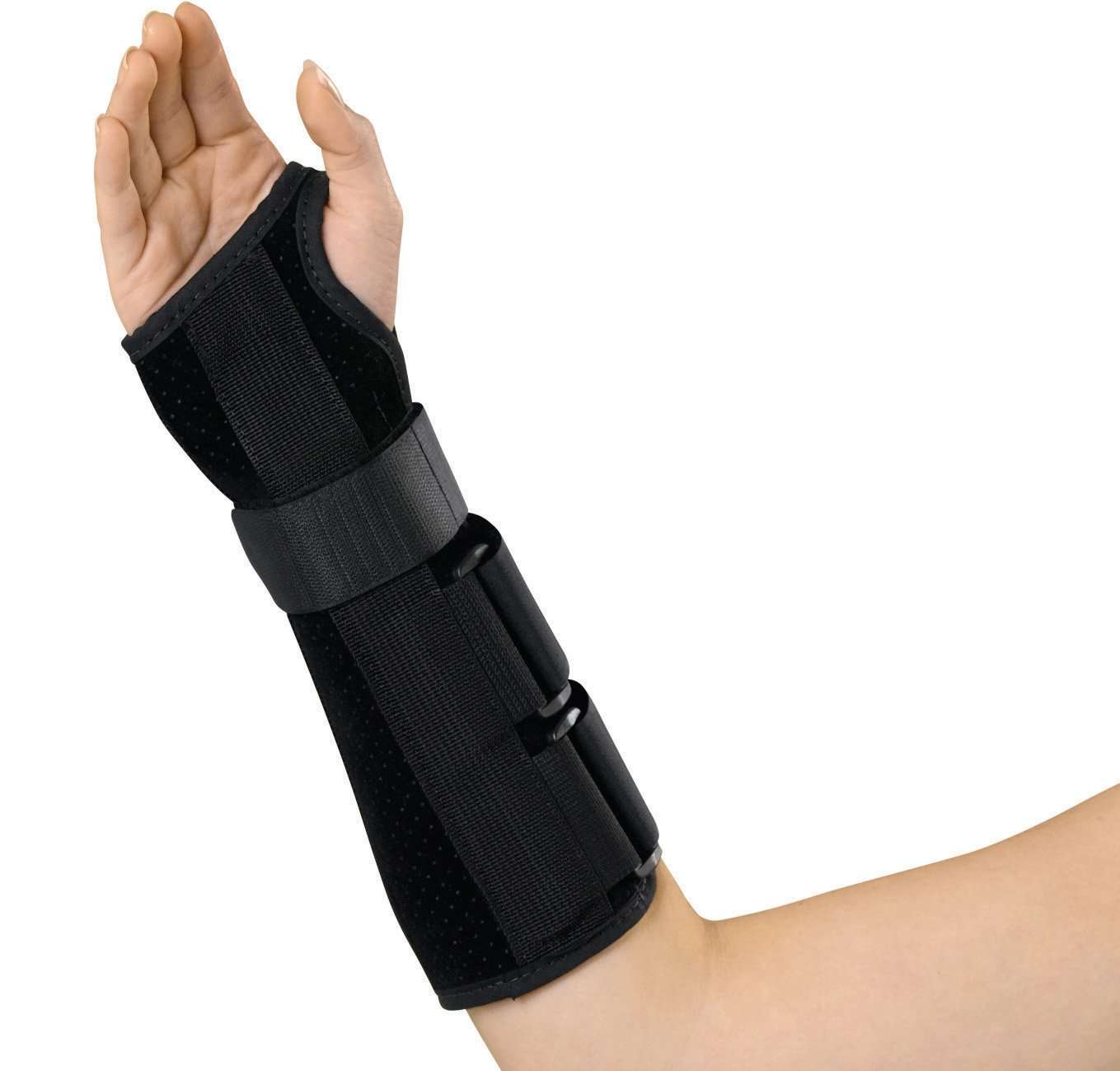 Medline Deluxe Forearm Wrist Splint, Right Arm, Size Small, 10 Inch, Faux Suede Lining, Black, Case of 1 Each