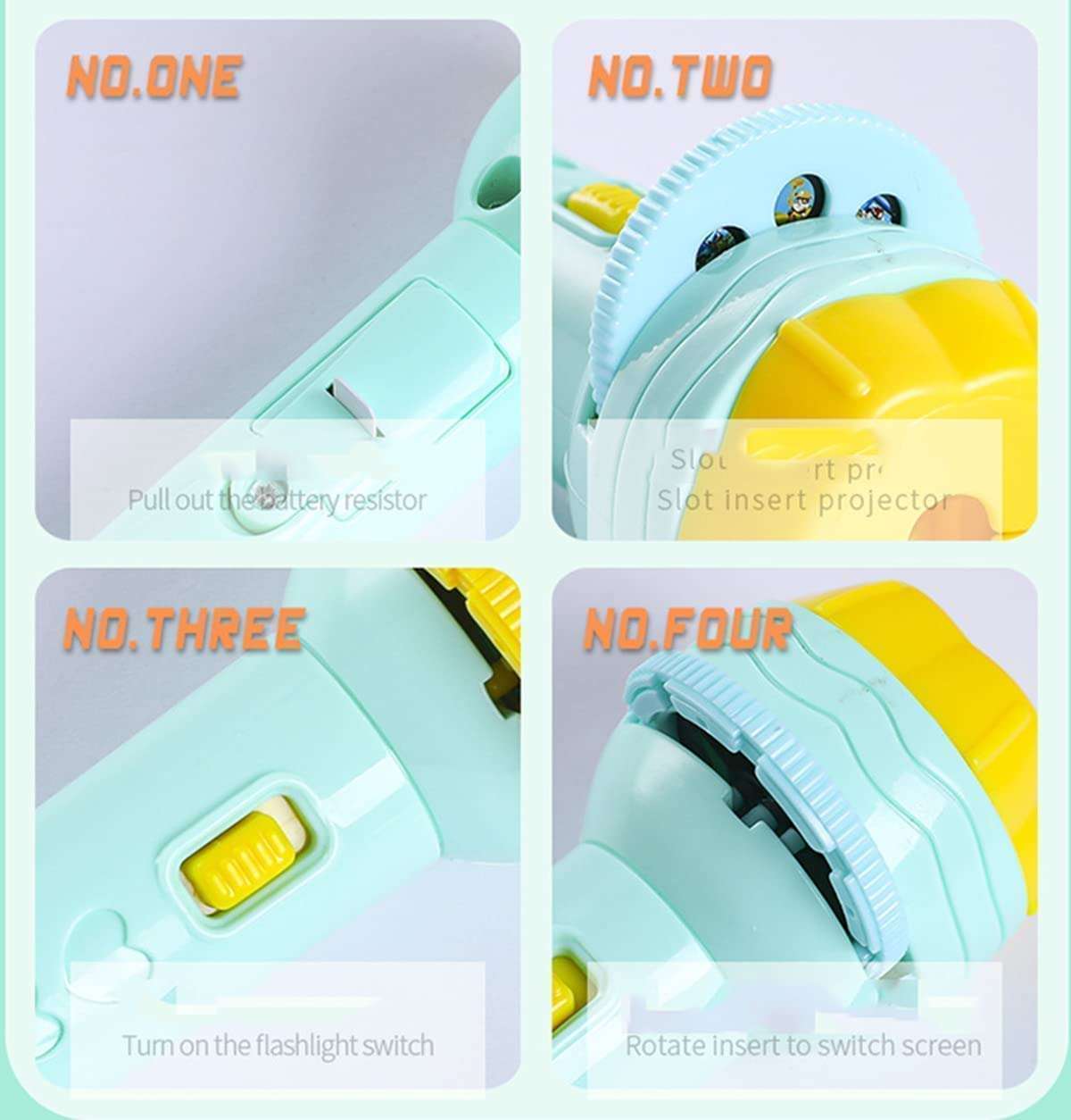 Caltero 6 Slids, 48 Patterns Projector Flashlight Torch, Kids Projection Light Toy Education Learning Night Light Before Going to Bed Best Gift for Kids Boy Or Girl Learning and Playing(Multi).2025 3