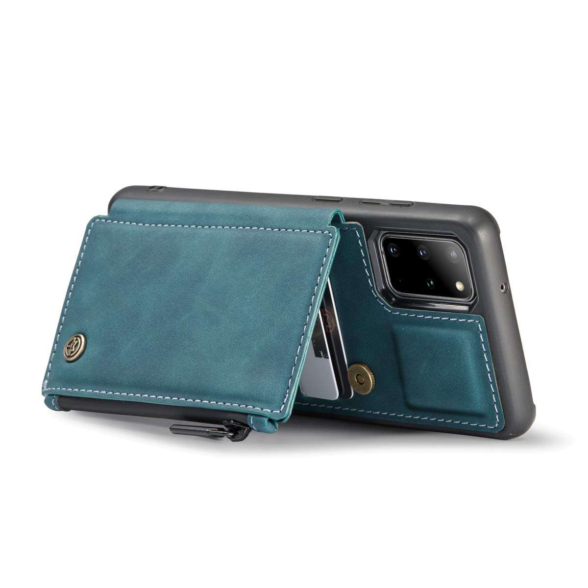 Samsung Galaxy S20+ Phone Leather Holder Wallets Case for Women Man Card Cute with Zipper Pocket (for ID Card,Credit Card Photo Fram Coin Money or License) 6.7inch Drop Protection Christmas Case-Blue 3