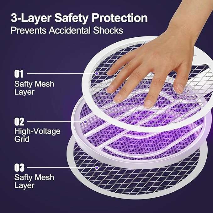 AMEEHA Multifunctional Lithium Battery Electric Mosquito swatter Rechargeable Handheld Electric Fly Swatter Mosquito Killer Racket 4