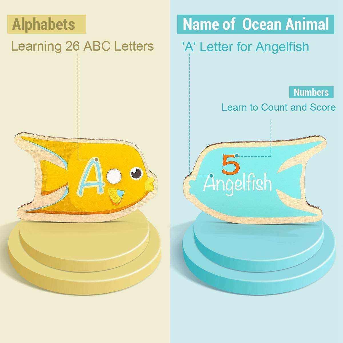 TOP BRIGHT Toddler Fishing Game Magnetic, Montessori Preschool Toys for 2 Year Old Girl Boy, Gifts for Educational Learning, Easy Storage & Portable Board Games Wooden Toy 4