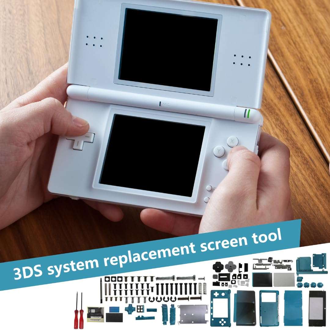 Full Housing Case, 3DS Replacement Housing, 3DS Shell Replacement, Cover Shell Repair Parts, Full Set Replacement Case Kit for Nintendo 3DS Replacement Parts (Aqua Blue) 6