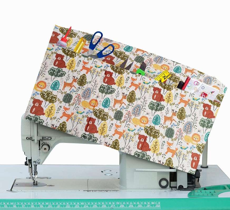 GREEN DECOR Printed Felt Fabric Sewing Machine Cover For Domestic & Industrial with 3 Storage Pockets,Tailoring Silai Machine with Most Standard Juki Jack Usha(MultiColor 21X8.5X11 Inch) Piece Of 1 1