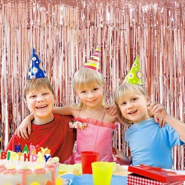 WILDCROC Rose Gold Fringe Curtains for Girls Birthday, Christmas, Halloween, Graduation Ceremony, New Years, Party Decorations | 3 x 6 feet, Pack of 5 4