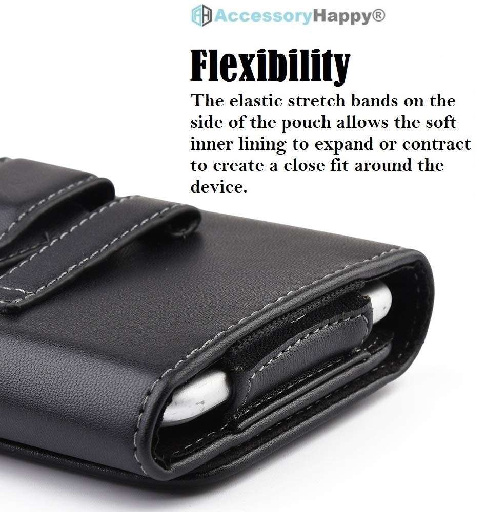 Horizontal Luxury Cell Phone Belt Pouch, Compatible w/iPhone Xs Max, 8 Plus 7 Plus 6 Plus Holster Clip fits w/Commuter Slim Case On or Bare Phone - MAX Inside Dims [6.35" X 3.25" X 0.5"] 3