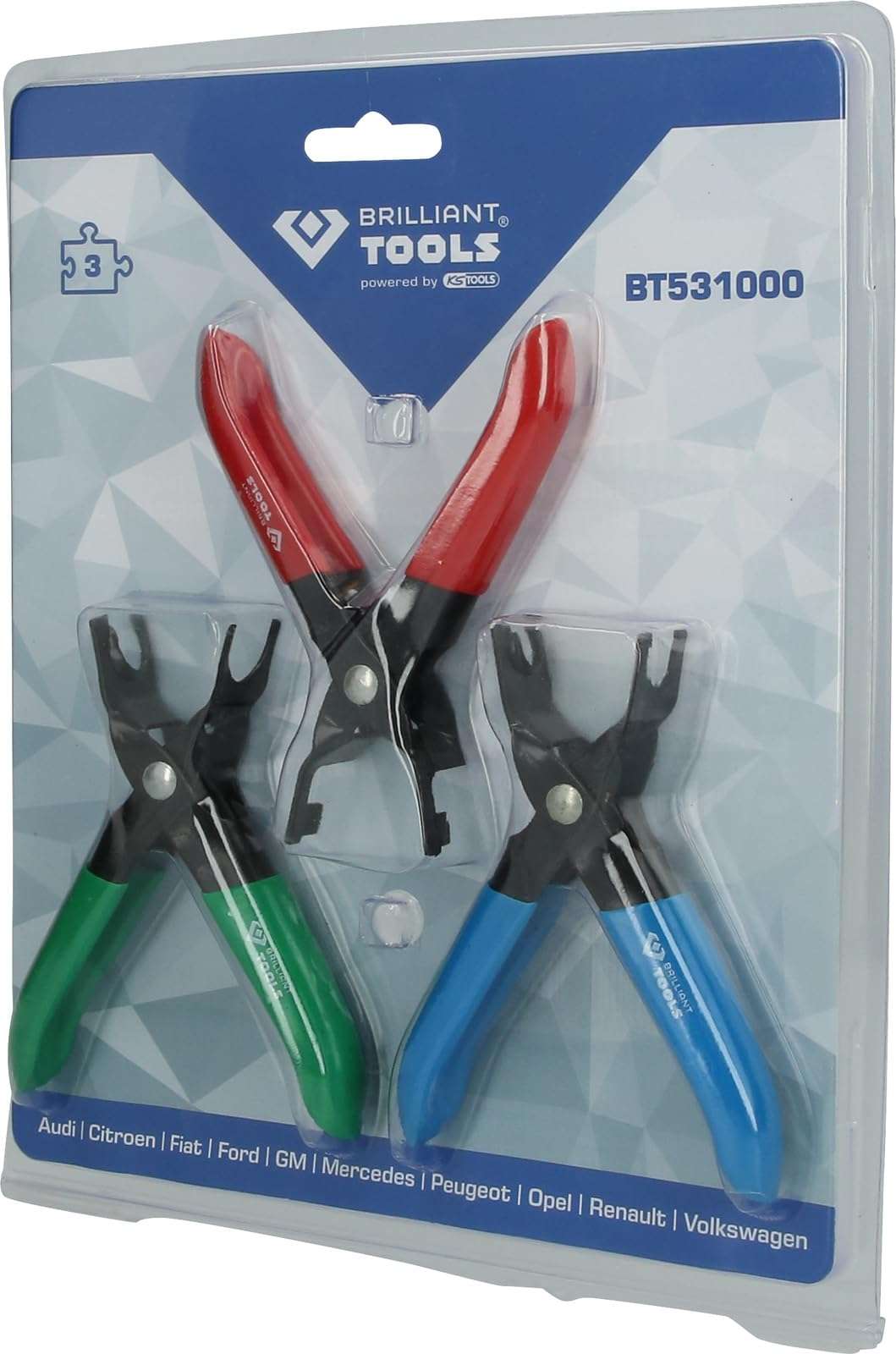 Brilliant Tools BT531000 3-Piece Set Fuel Line Release Tool Kit 6
