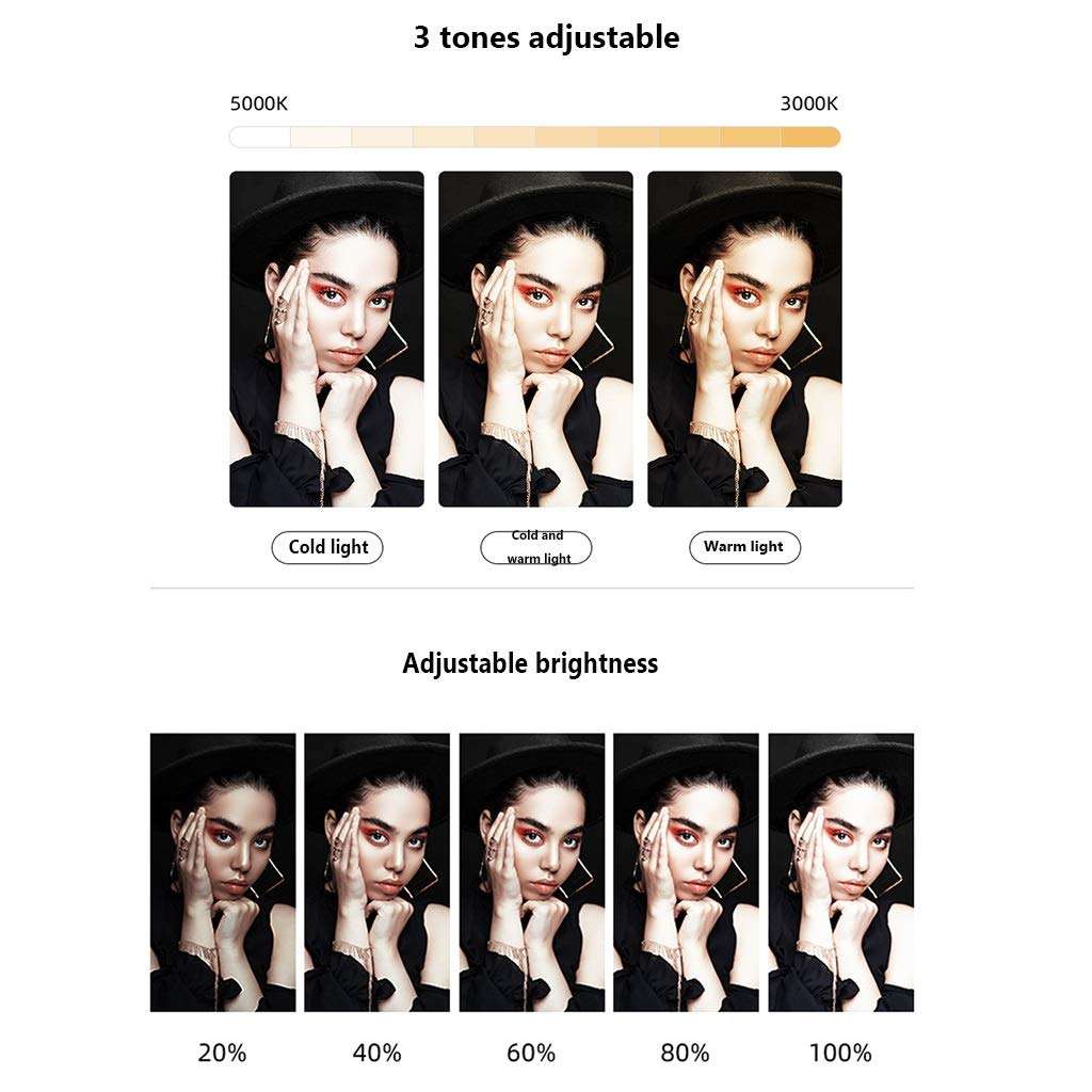 QFFL LED Ring Light Floor-Standing Dual LED Telescopic Adjustable Ring Light Dimmable 3 Light Modes & 10 Brightness with Hose Bracket for Phone Video Photography 3