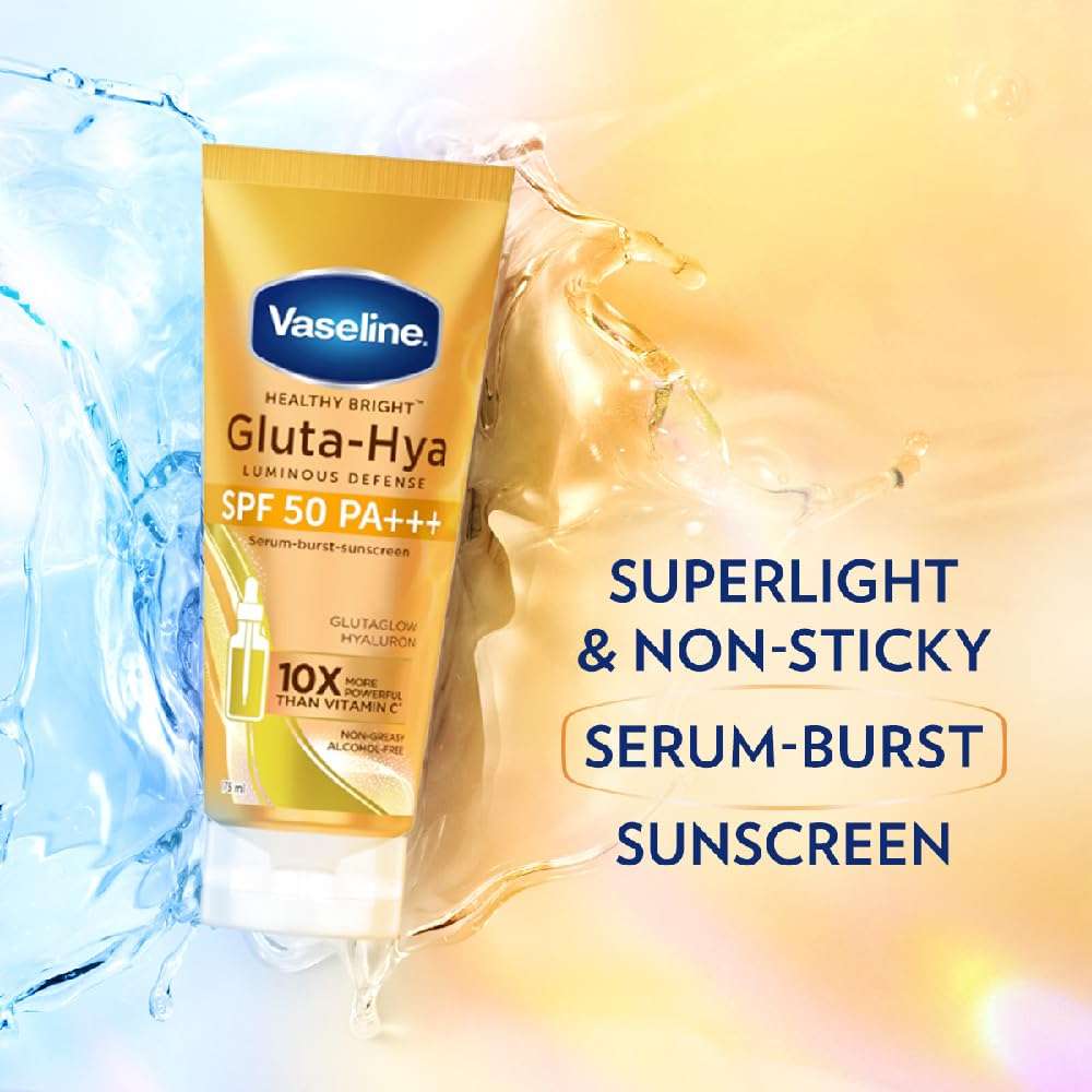Vaseline Gluta Hya - Antioxidant SPF 50 PA+++ Sunscreen for Face & Body | Glutathione & Hyaluronic Acid infused Sunscreen 175 ML 6