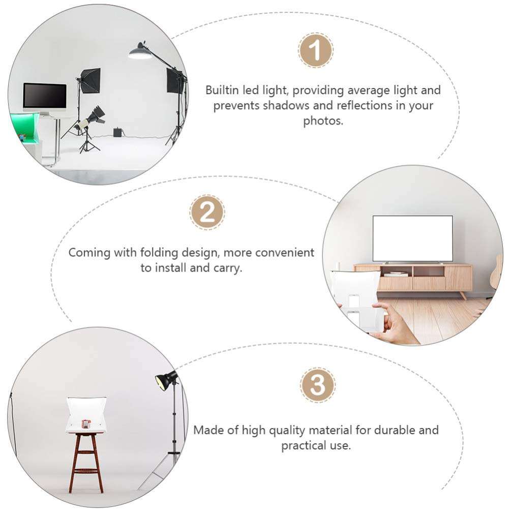 OSALADI Portable Tent Led Light Box Mini Photo Studio Box Portable Photo Studio Shooting Tent Photography Table Light Box with 6 Colors Background Portable Tent Led Light Box 6