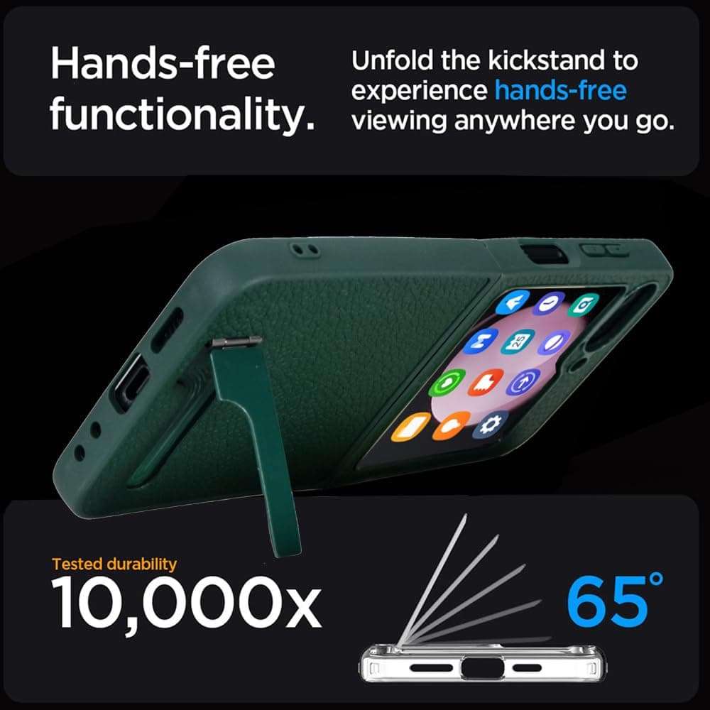 Vitodo Strong Magnetic for Galaxy Z Flip 6 Case Compatible with MagSafe, Built in 3-Way Kickstand Luxury Genuine Leather Shockproof Protection Phone Cover Light&Slim for Samsung Galaxy Z Flip6 (Green) 6