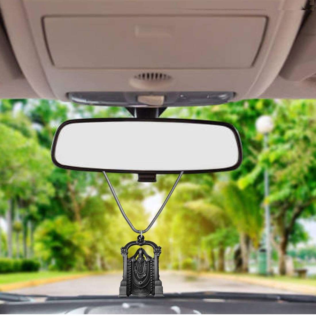 M Men Style Lord Venkateswara Tirupati Balaji Spiritual Jewellery Silver Zinc and Metal Showpiece Hanging Car Interior Deco Rear-Mirror Hanging for Men and Women cardecor-SPn20221049 1
