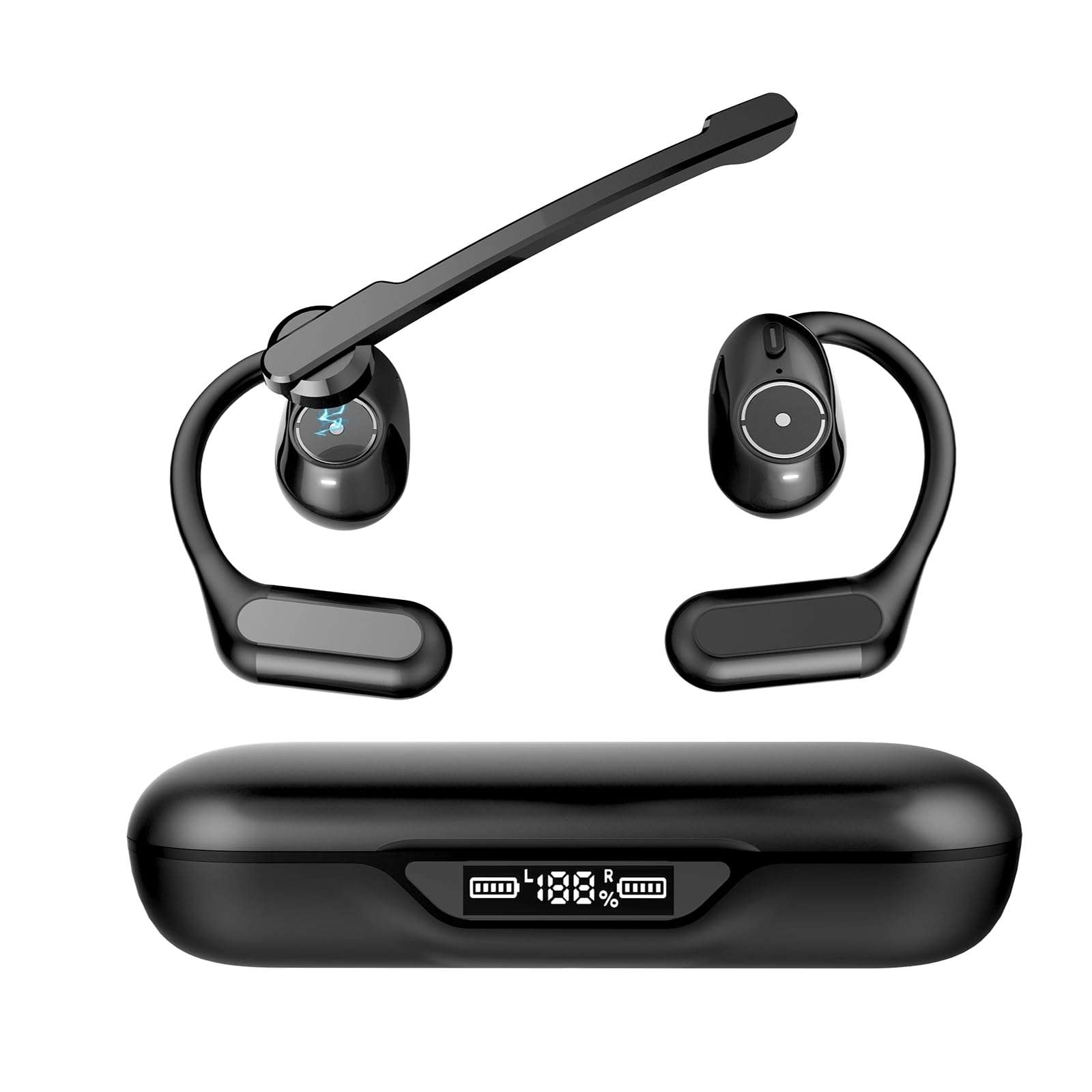 Msgannc Open-Ear Business Bluetooth Headset : Features a Detachable Microphone and a Multi-Microphone Design for Ultra-Clear Calls. Bluetooth 6.0, Suitable Office use,Driving,Meetings 2