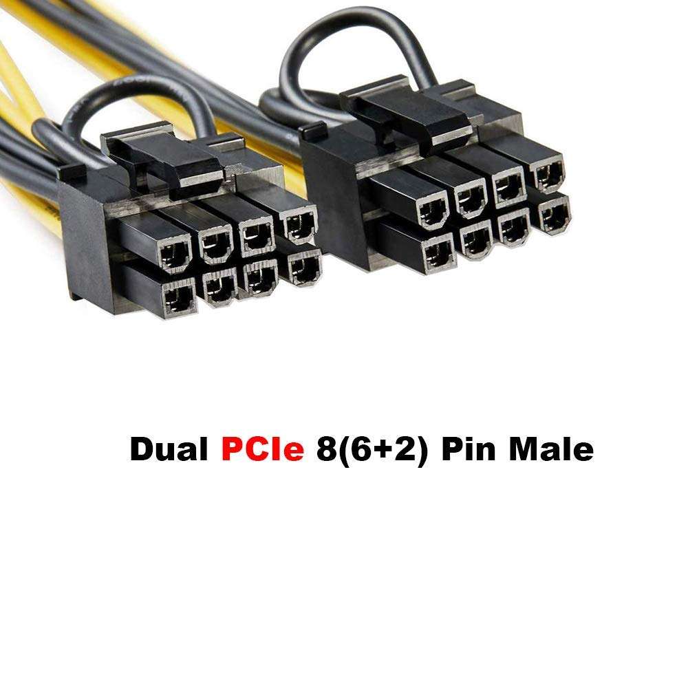 YW 6 Pin Female to Dual 8(6+2) Pin Male PCIe Adapter Power Cable PCI Express Y - Splitter Extension Cable 12.5 Inches (6 Pack) 4