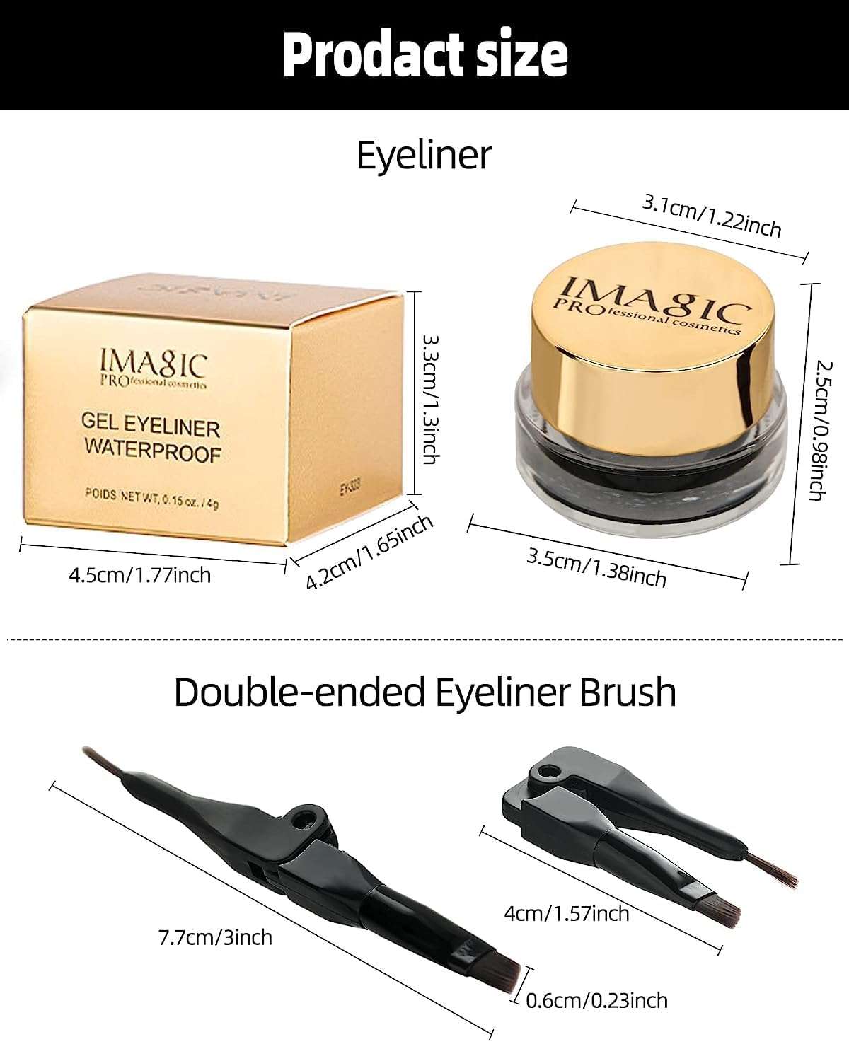 Gujas IMAGIC Gel Eyeliner, Long Lasting Waterproof Matte Eyeliner Cream Gel, High-Intensity Pigments Smudge-Proof Eye Liner,Makeup Gift for Women Girl (WHITE) (Black) 4