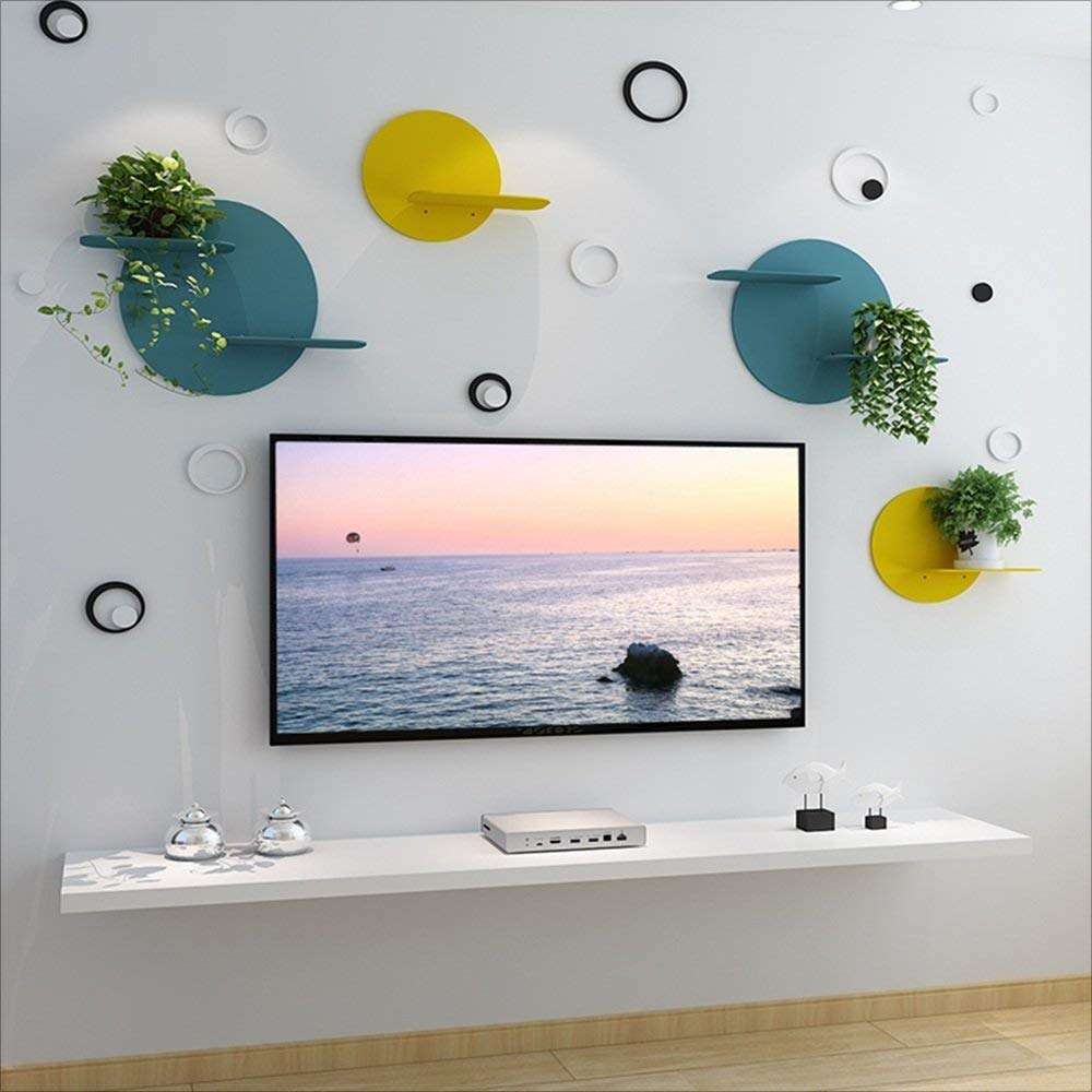 YGCBL Office Desk,Decorative Table,Folding Table Wall Shelves Iron Wall Shelf Tv Couch Background Wall Hanging Clapboard Color Optional Size Optional,Blue,39 * 24Cm 5