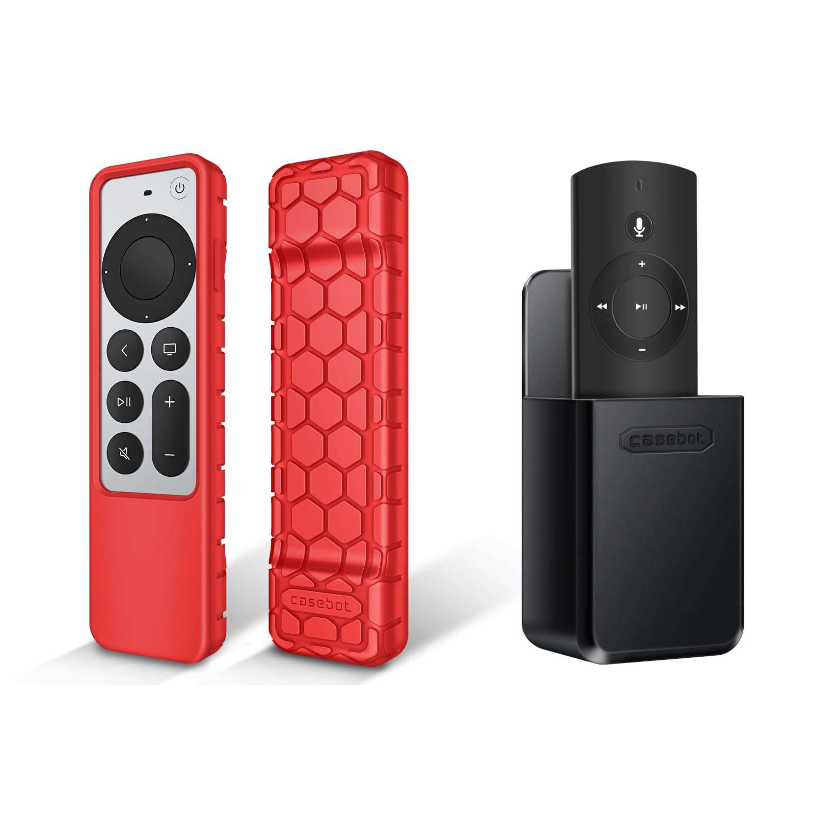 Fintie Bundle: Case for Apple TV 4K / HD Siri Remote Controller (2nd Gen / 3rd Gen) 2021 2022- Honey Comb Lightweight Anti Slip Shockproof Silicone Cover + Remote Holder Bracket Shelf 1