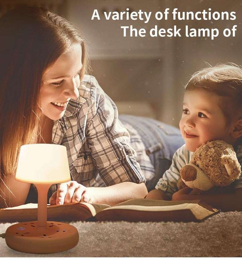 Socket Desk Lamp|Smart Multi-Function Desktop Lamp with Remote Control| Eye Protection Night Light Creative USB Socket Board for Home Office| USB Plug in Small Table Lamp with Phone Holder 6