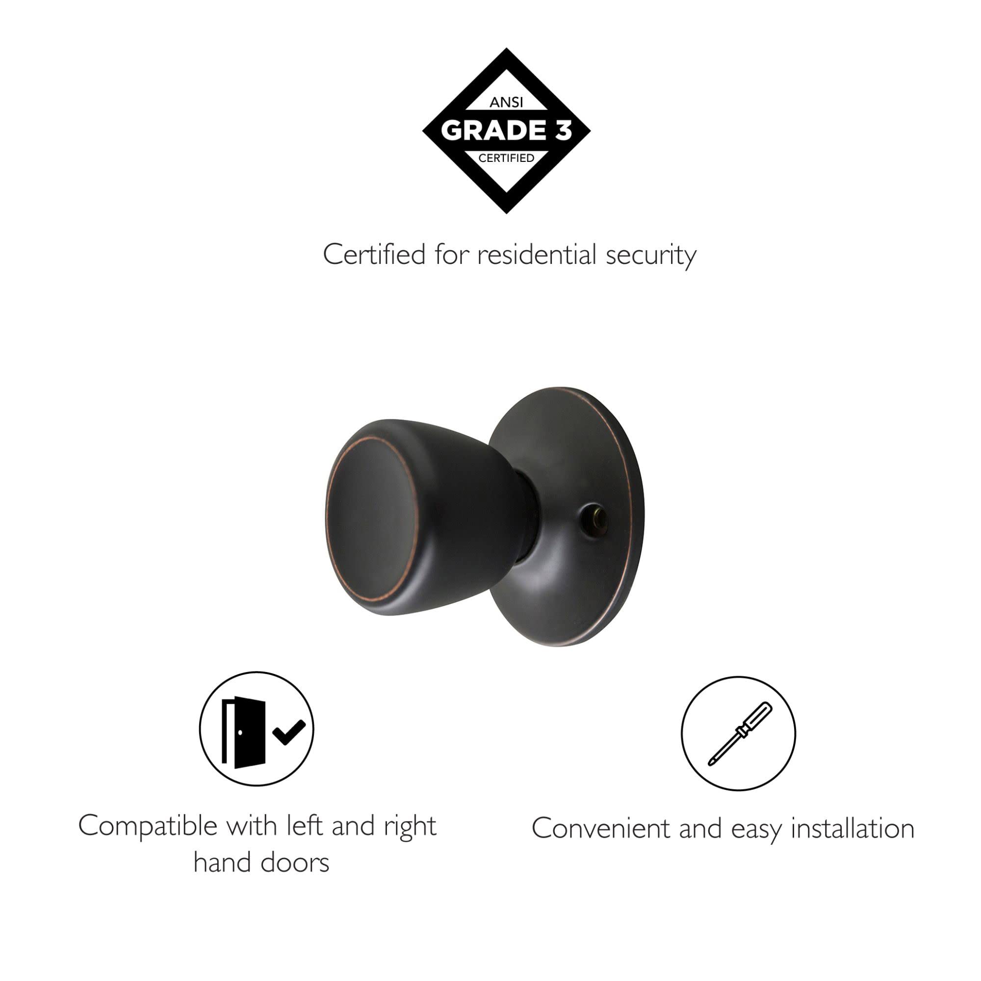 Design House Terrace Interior Door Knob - Dummy Door Lever for Interior Door, Oil Rubbed Bronze 728691 3