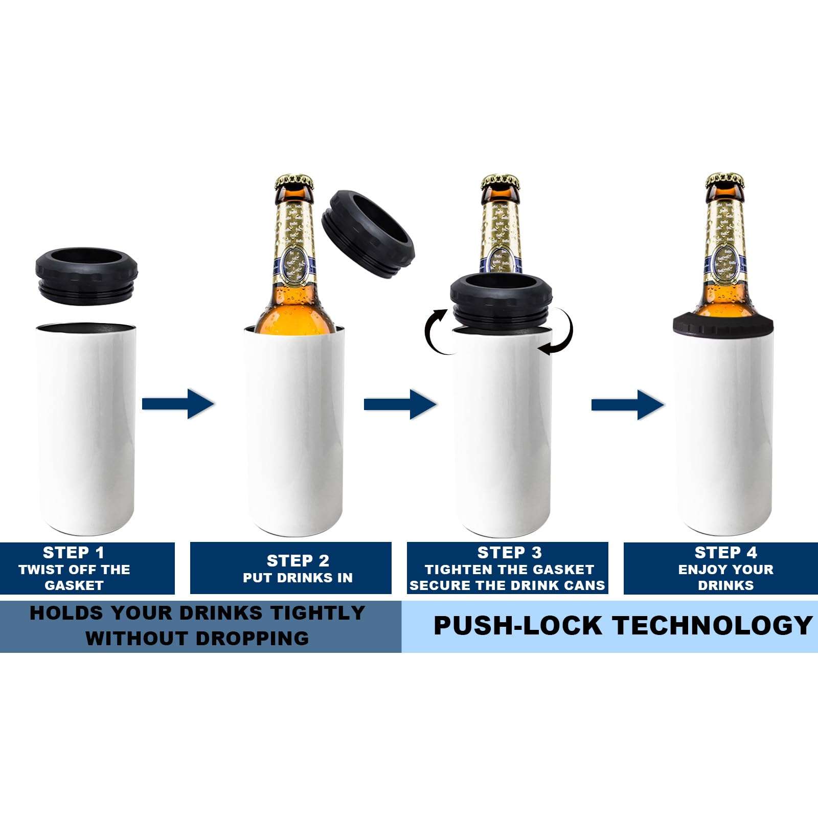 Lilsofee 12 Pack 16 oz Sublimation Blank Tumblers Skinny 4 in 1 Can Cooler with 2 Lid Stainless Steel Double Wall Insulated Beer Bottles Coolers Slim Can Holder for Drinks 6